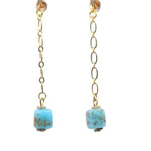 Ball & Chain Light Blue Cube Earrings